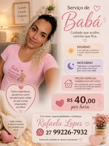  Ofereço serviço de Babá 