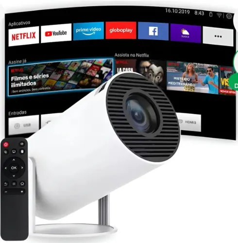 Mini 4k projetor led portátil, com controle remoto!! Novo na caixa