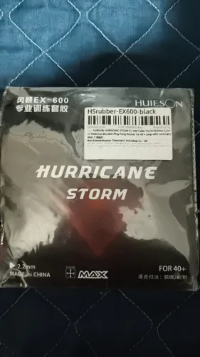 Borracha de Tênis de Mesa HUIESON Hurricane Storm EX-600 2,2 mm Preta