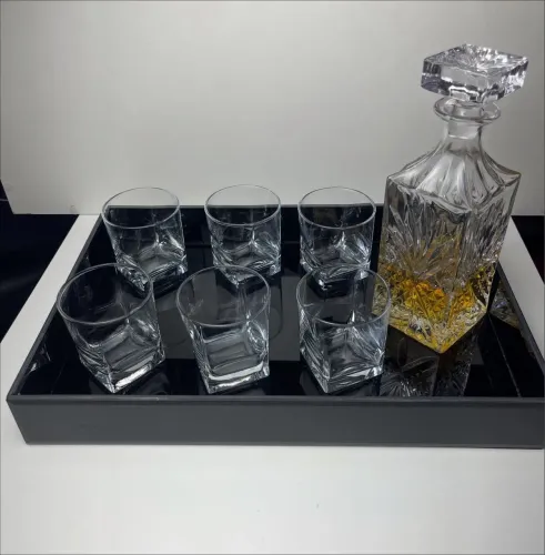 Bandeja decorativa de vidro