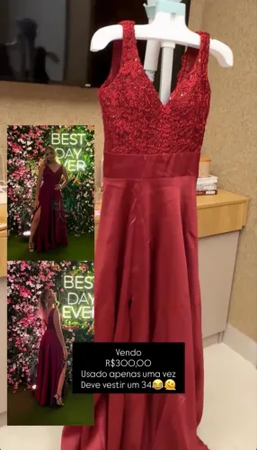 Vestido bordô/ vermelho