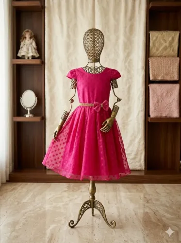 Vestido Infantil de Festa Rosa Pink Luxo com Laço e Cinto em Strass - Tam. 8 a 12 anos