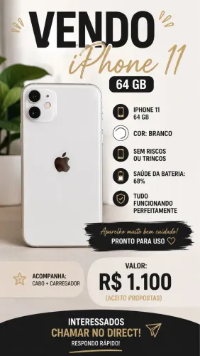 iPhone 11 Branco 64GB - Muito Conservado