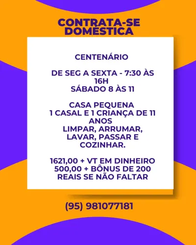 CONTRATA-SE DOMÉSTICA