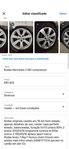 JOGO DE RODAS MERCEDES C180