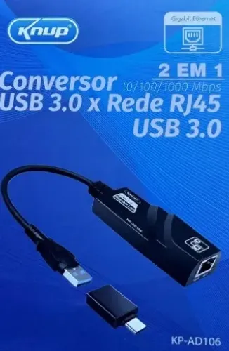 Adaptador placa USB LAN rede 3.0 1000Mbps Gigabit KP-AD106 KNUP