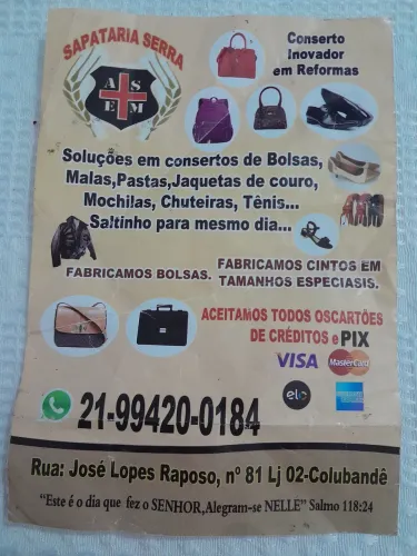 Reparos e confecção de peças em couro