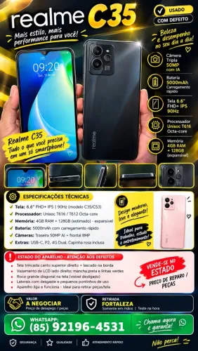 REALME C35 50MP ? IDEAL PARA PEÇAS OU REPARO! 