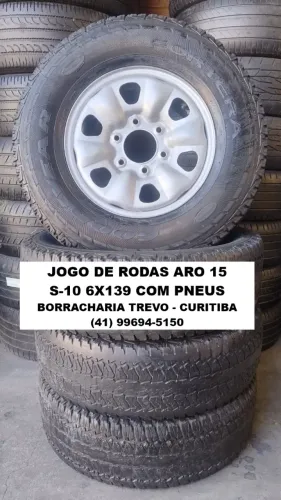 Jogo de rodas S-10 aro 15 ferro 6 furos com pneus por 1.000,00 o jogo