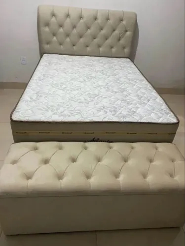 Cama box molas ensacadas cabeceira e bau sem juros