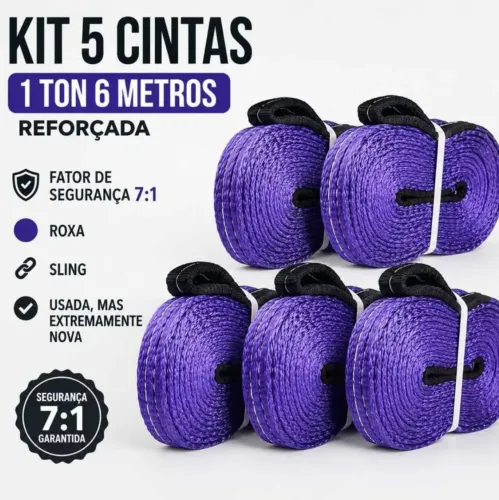 Kit 5 Cintas 1Ton 6 Metros