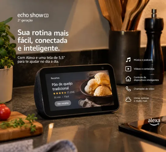 Echo Show 5 2ª Geração - Alexa com Tela - Ótimo Estado (Pouco tempo de uso)