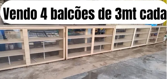 Balcão MDF e vidro de 3m