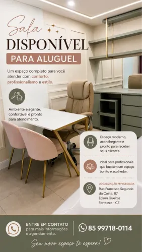 Consultório disponível para locação.
