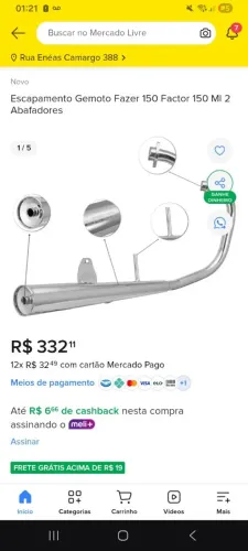 Escapamento Gemoto 2 abafadores ML fazer/factor 150