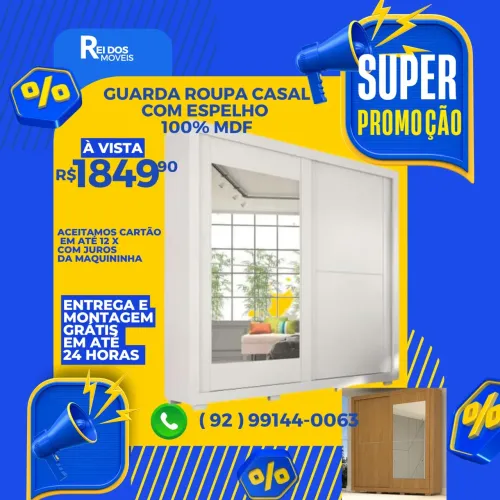 Guarda roupa casal 100% MDF