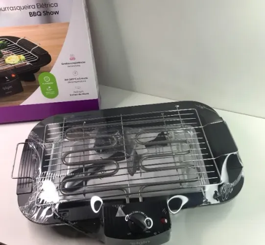 Churrasqueira Elétrica De Mesa Bbq Show Elgin 110V Com controle de temperatura, bandeja an