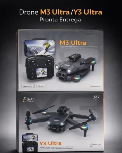 Drone M3 Ultra Max Câmeras Fullhd Tela Integrada E Sensor Cor Cinza Azulado