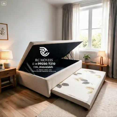 Cama Box Baú Solteiro com Auxiliar 88x1,88 D33 Corino Marrom