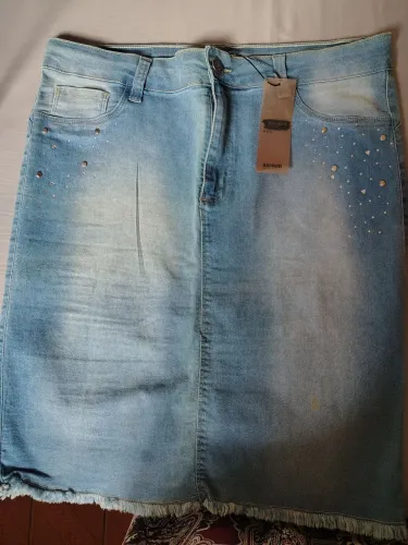 Saia nova jeans plus size Marisa