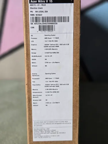 Acer Nitro V15 Ryzen 7 RTX 4050 LACRADO 1 ANO GARANTIA