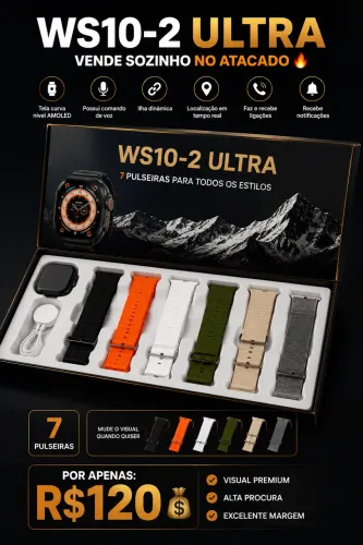 Relógio *WS10-2 O WS10-2 ULTRA + 7 pulseira de brinde