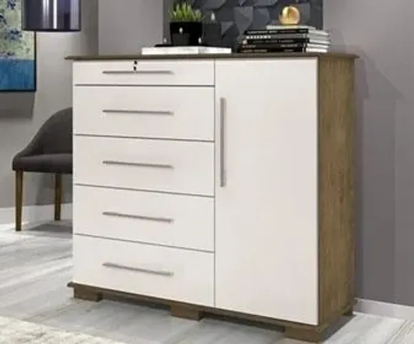 Cômoda 5 Gavetas 1 Porta - (Entregamos)!