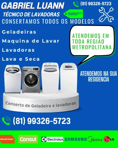 Técnico conserto maquina de lavar/geladeira
