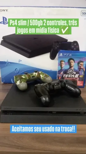 Ps4 slim 500g 2 controles, 4 jogos funcionando perfeitamente!!