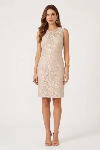 vestido renner renda bege g