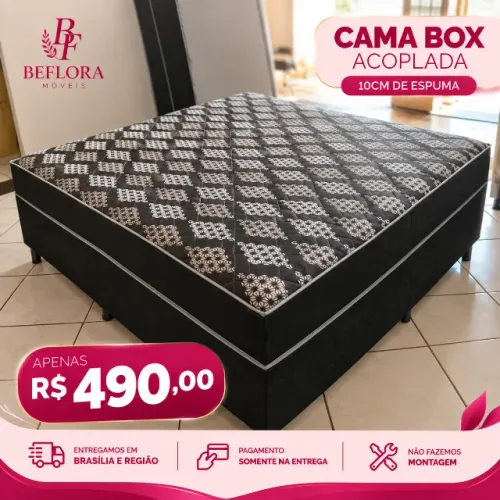 Cama box acoplada 10cm de espuma