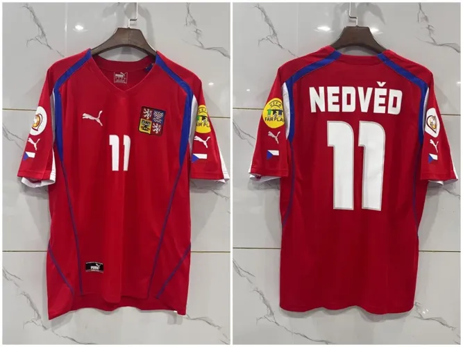 Camisa Republica Tcheca Tchequia 2004/05 Euro 2004 Home Nedved Poborsky Baros Rosicky