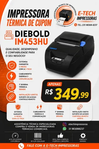 Impressora Térmica Diebold IM453HU USB + GARANTIA E BRINDE