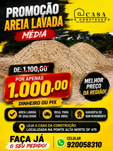 Areia lavada média