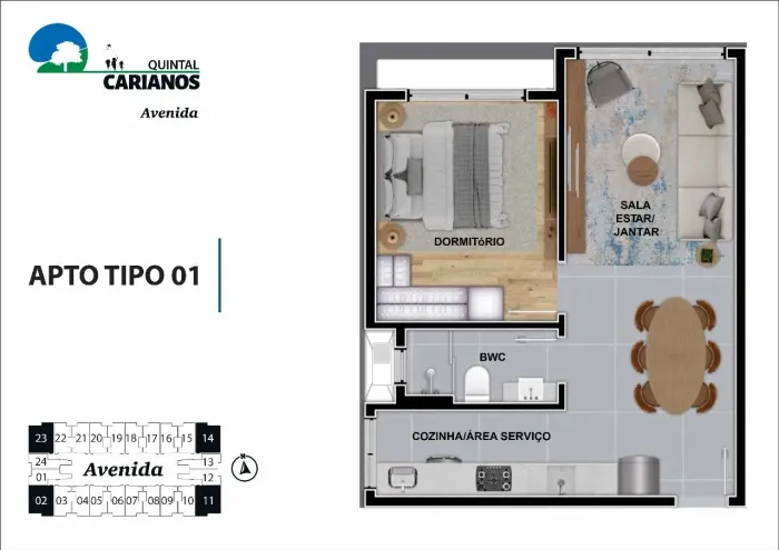 Venda | Carianos | 1 quarto com garagem e hb