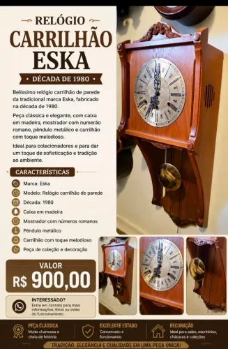 Relógio de parede carrilhão