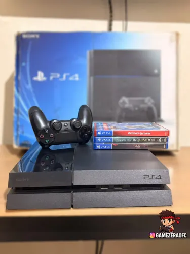 PS4 Completo na Caixa + 3 Jogos - Aceito Cartão | C/ Garantia