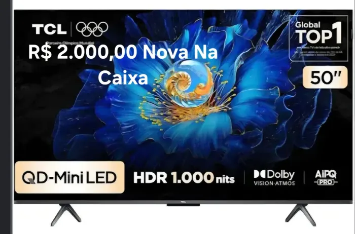 TV TCL PREMIUM QLED 50' Na Caixa