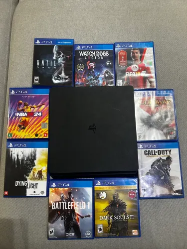 Ps4 Slim 1TB + Controles + Acessórios + 9 Jogos