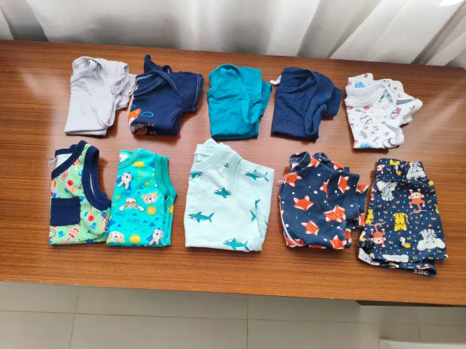 Lote body bebê menino verão de RN a 3m 