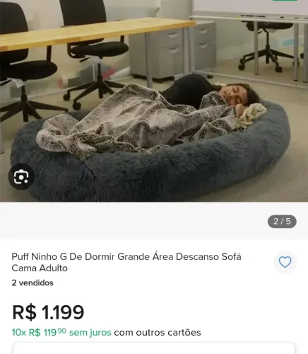 Puff Ninho G De Dormir Grande Área Descanso Sofá Cama Adulto