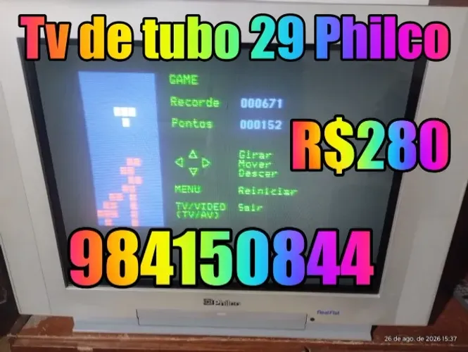 TV DE TUBO PHILCO 29 STÉREO TELA PLANA C/CONTROLE E GAME TETRIX