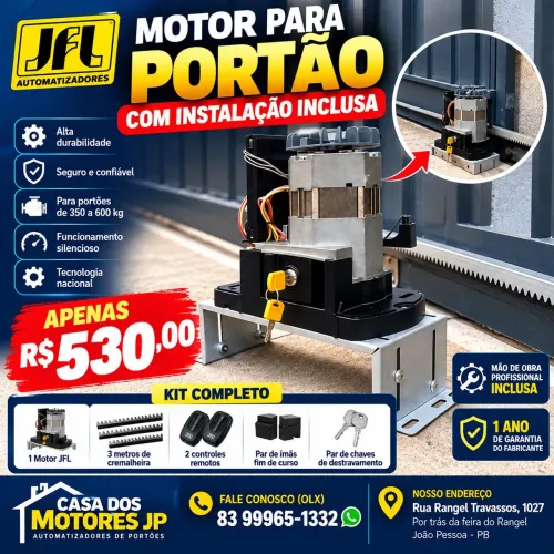 MOTOR PARA PORTÃO JFL DR Pulse 250 AL COM INSTALAÇÃO INCLUSA
