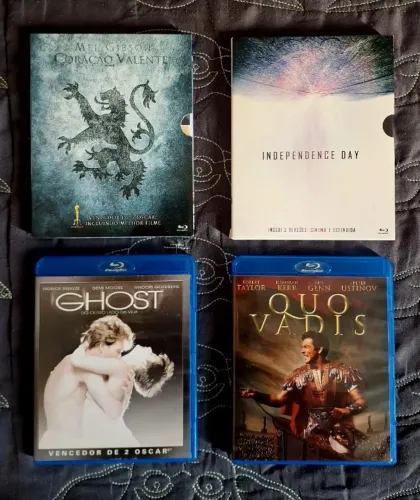 Blu-rays Coração Valente, Independence Day, Ghost e Quo Vadis