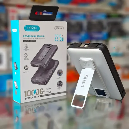 Carregador portátil com cabos e indução magsafe e suporte 10.000 mAh