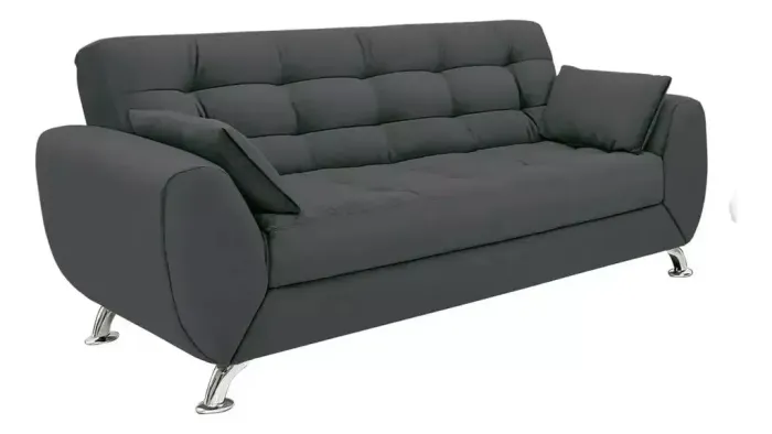 Sofá 3 Lugares Larissa Suede Cinza - Modern