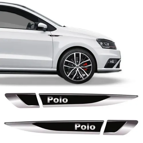 Par Aplique Lateral Adesivo Volkswagen Polo Resinado Cromado