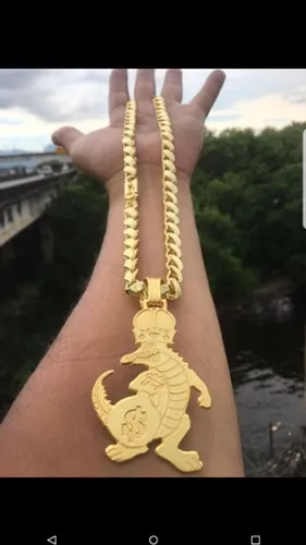 Cordão Friso S 8mm Lançamento jacaré ostentação  banho ouro 18k 