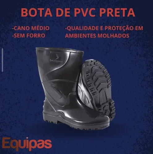 BOTA WOKR CANO MÉDIO SEM FORRO PRETA - CA 36025 INNPRO