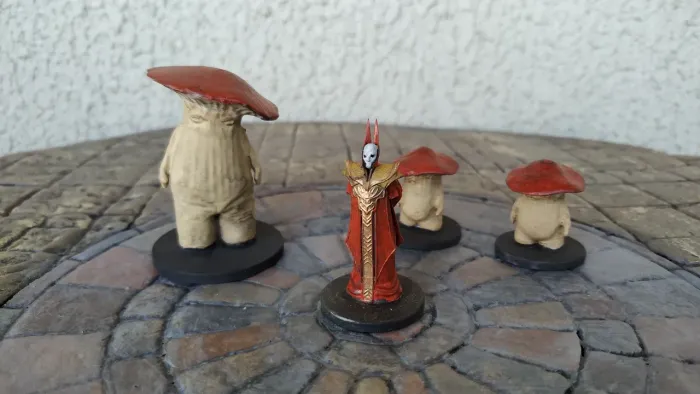 Miniaturas de RPG - Cogumelos mágicos e feiticeira